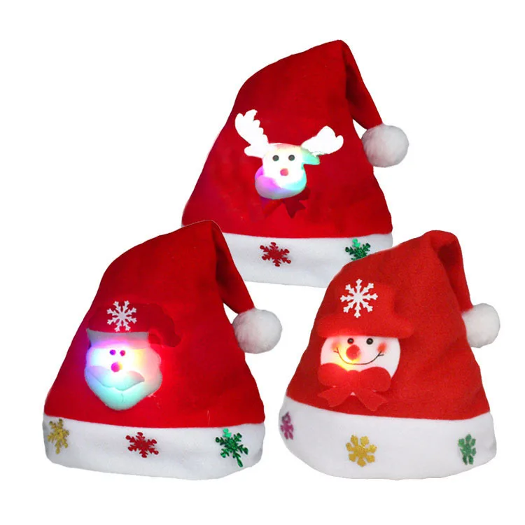 

Creative Hot Selling Christmas Gift Decorations Cartoon Brushed Cloth Children Christmas Non-woven Hat Christmas Supplies