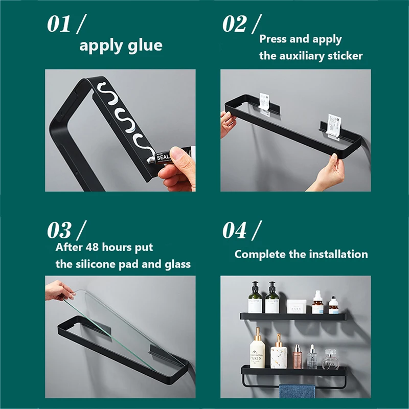 Стеклянная полка для ванной комнаты душевая органайзер духов и косметики