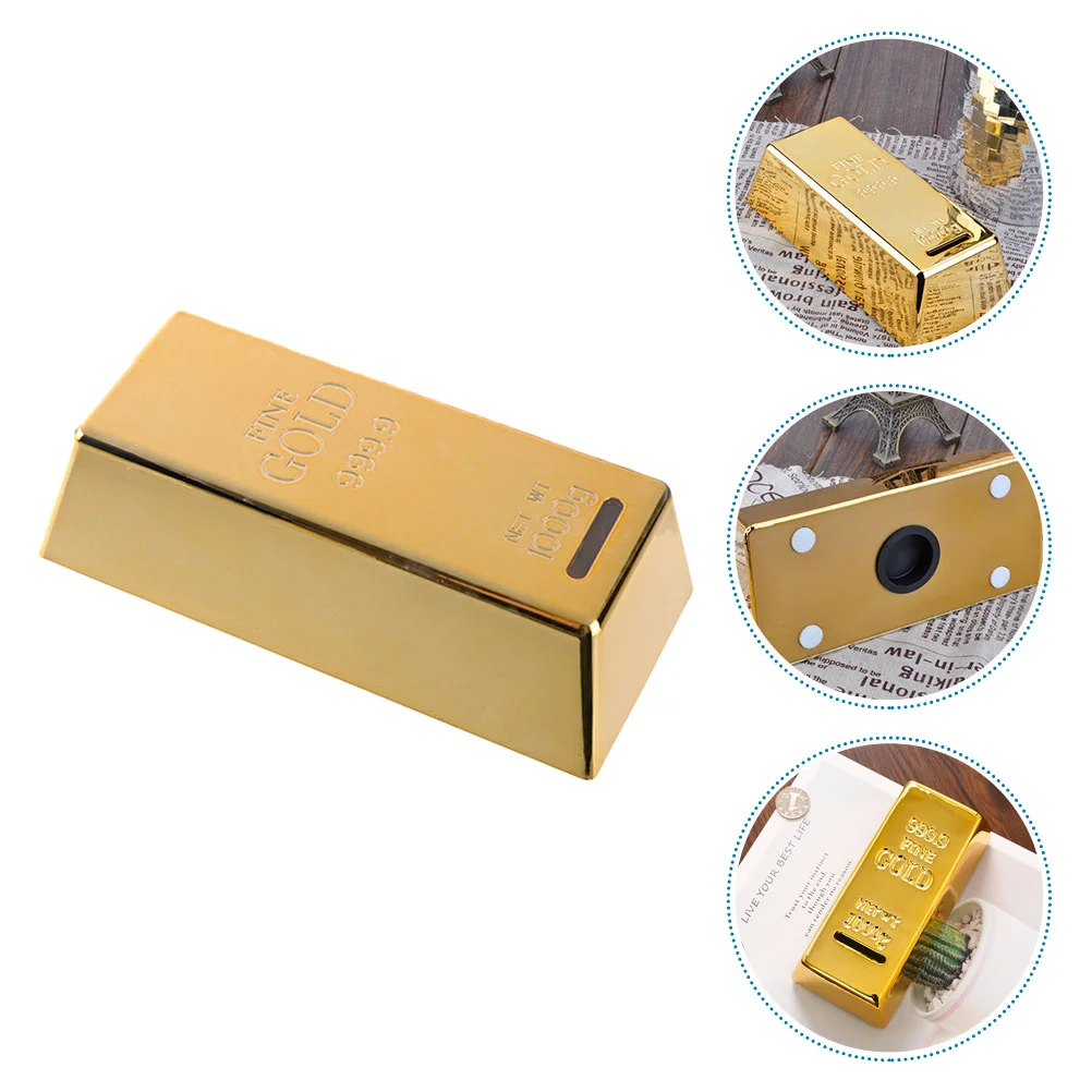 

Bank Gold Coin Bar Piggy Fake Money Kids Saving Box Boys Brick Bullion Storage Pirate Party Favor Novelty Paperweight Golden