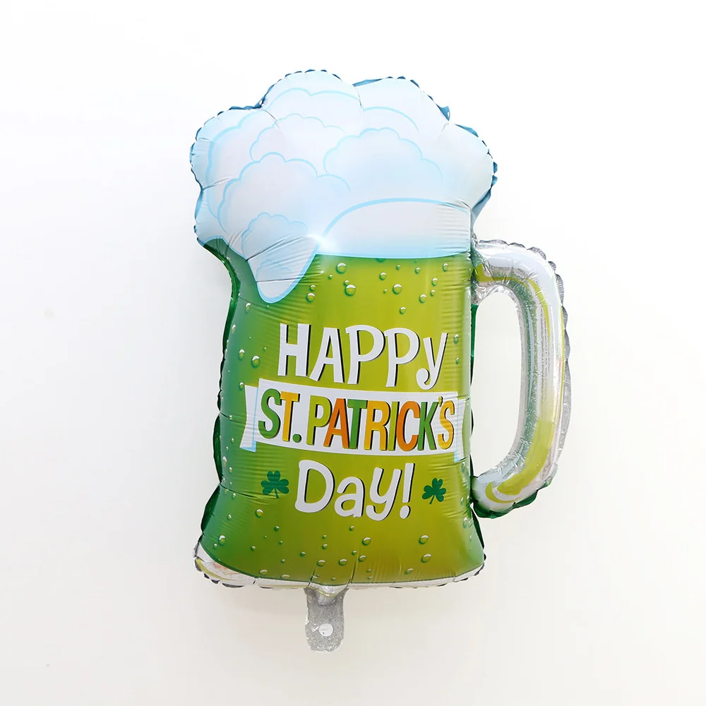 

St. Patrick's Holiday Decoration Balloon Children's Toy Aluminum Foil Floating Air Ball Irish Green Wine Glass Balloon Wholesale