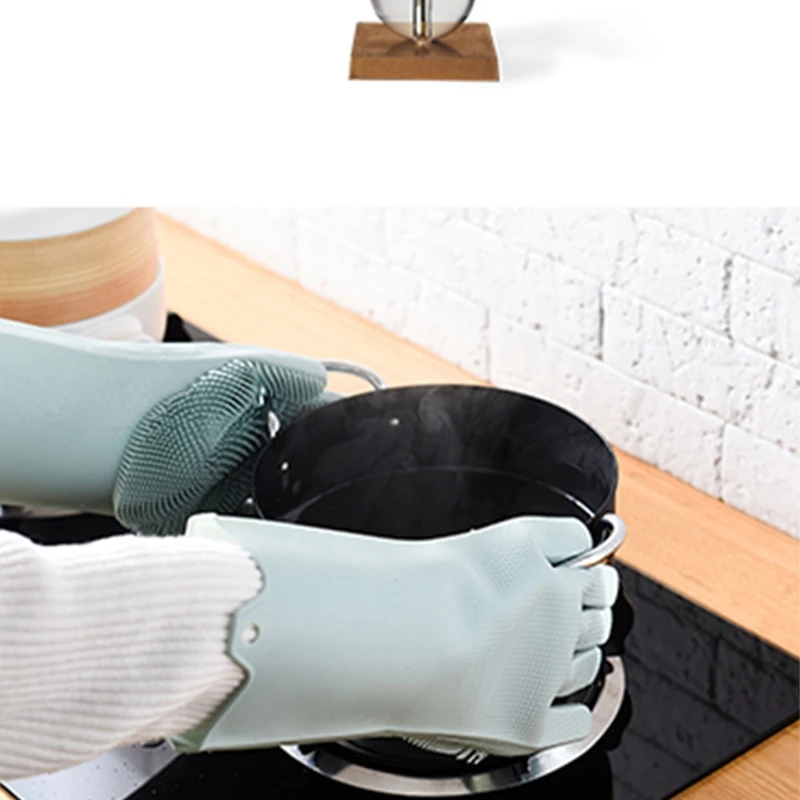 

Brush Dishwashing Gloves Scrubber Dish Washing for Kitchen Home Cleaning Tool N1HF