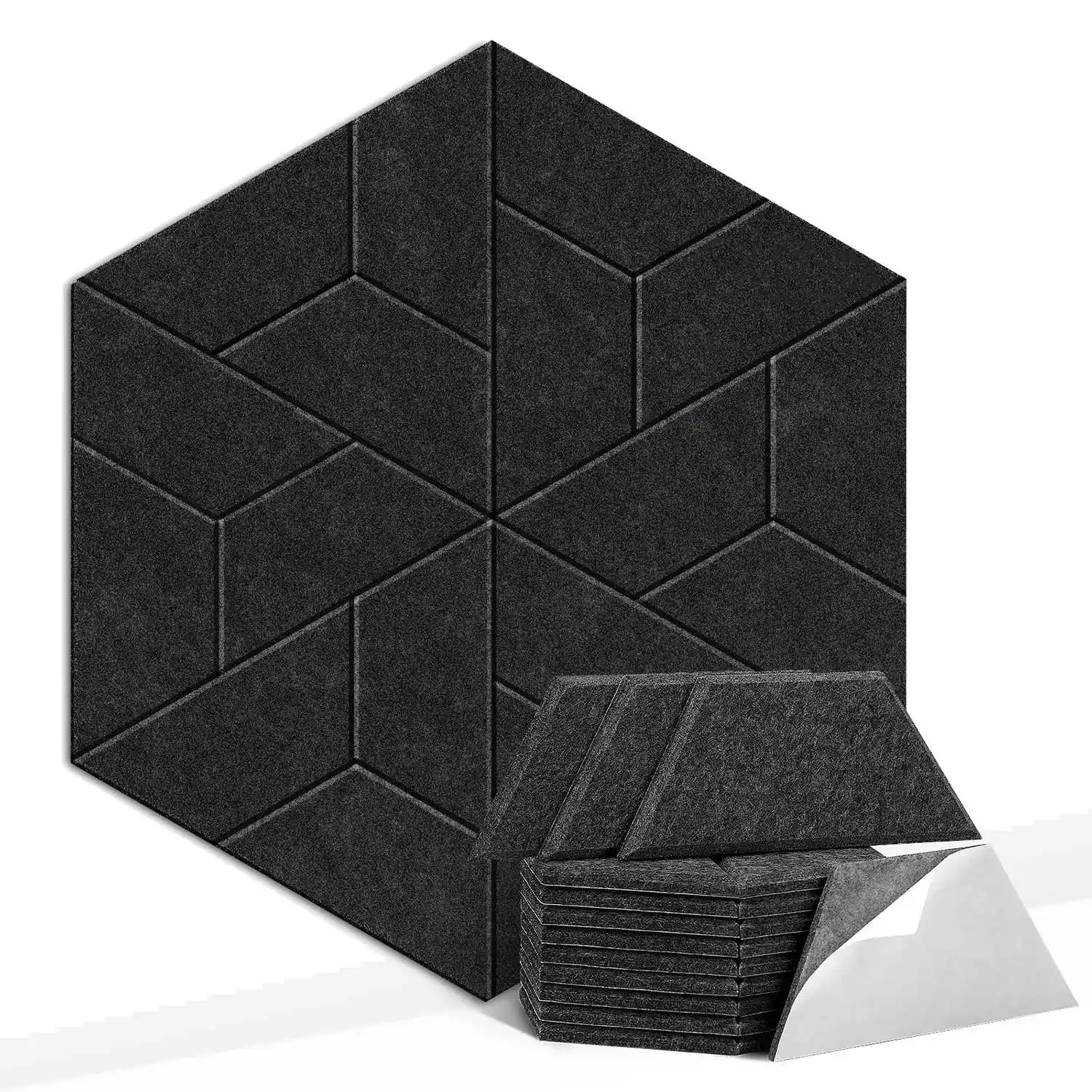 

18 Pack Acoustic Panels Sound Absorbing,Hexagon Self Adhesive Soundproof Wall Panels for Home Office Studio, Dark Grey