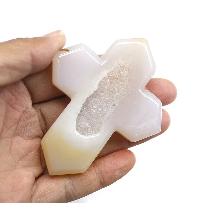 

Крест из натурального агата и геода для фэншуй, 1 шт.