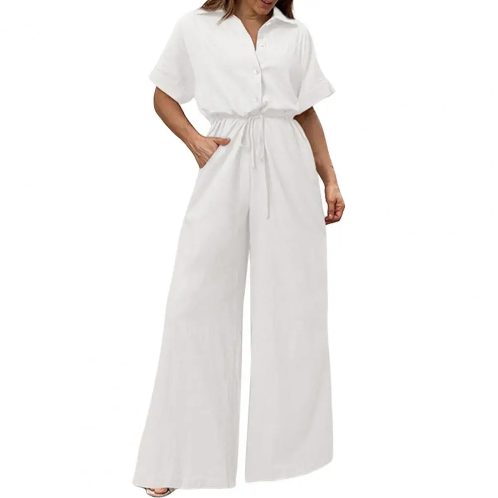 

Ladies Overalls Relxed Fit Cargo Jumpsuit Single Breasted High Waist Jumpsuit