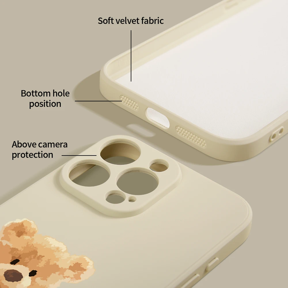 Мягкий силиконовый чехол для телефона Teddy Bear IPhone 16 15 14 13 12 11 Pro Max 16E SE4 Xr X XS 7 8 Plus