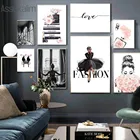 Розовая модная роспись, постер с флаконом духов, художественные принты, Парижская башня, художественная живопись, Постер для комнаты девочек, настенные картины в скандинавском стиле, украшение для спальни