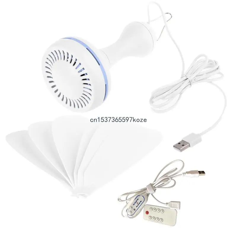 

Ceiling Fan with Remote Timing 4 Speed Hanging Fan for Camping Dormitory Tent