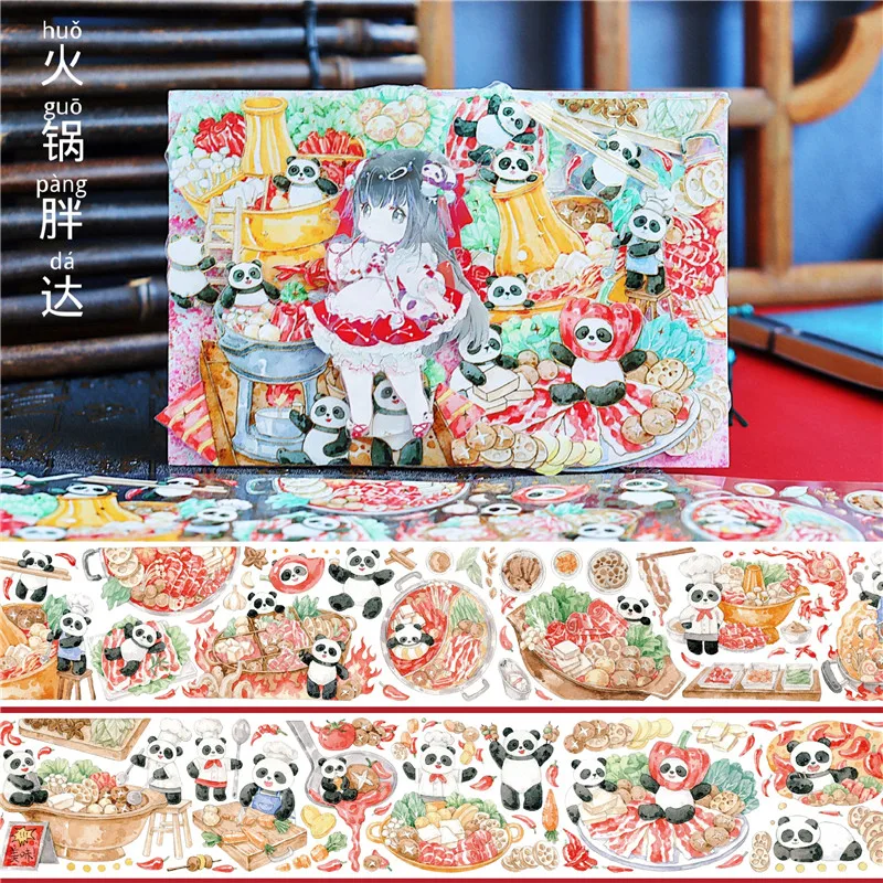 

Милая Горячая горшок панда блестящая Кристалл Васи ПЭТ лента для изготовления карт DIY Скрапбукинг план наклейка