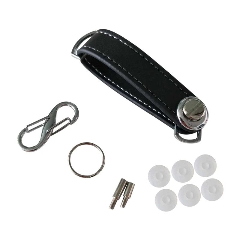 

3X Fashion Car Key Pouch Bag Case Wallet Holder Chain Key Wallet Ring Pocket Key Organizer Smart Leather Keychain Black