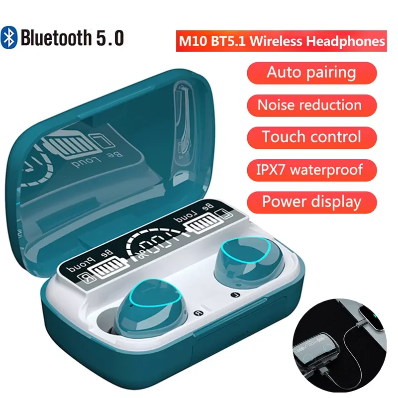 

M10 TWS Wireless Quality Headphones Touch Control Bluetooth-Compatible 5.1 Earphones Music In Ear Earbud Hands Free Headset 2022