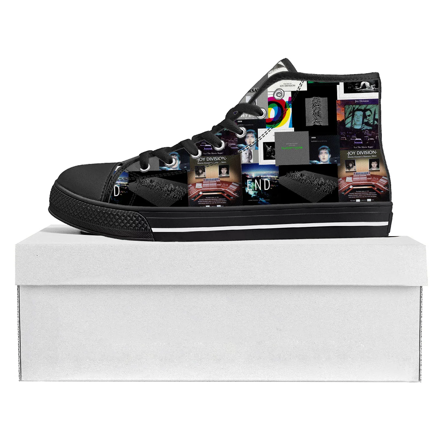 Joy Division Rock Band High Top High Quality Sneakers Mens Womens Teenager Canvas Sneaker Casual Couple Shoes Custom Shoe Black