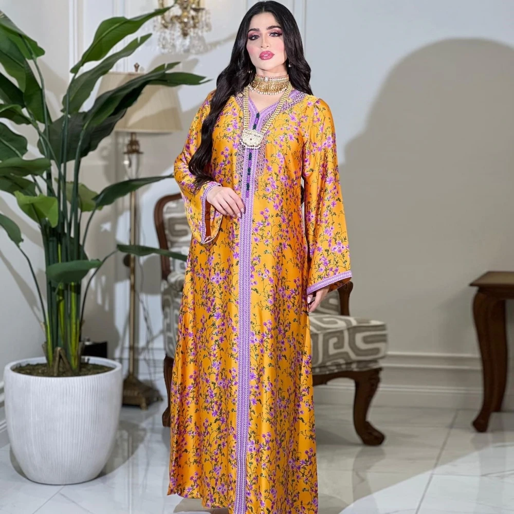 

Eid Muslim Long Dress Ramadan Abaya Dubai Arabic Turkey Islam Kaftans Women Robes Party Musulmane Caftan Kaftan Elegant Vestidos