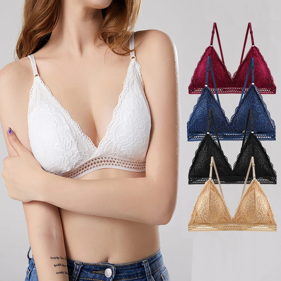 

Милый бесшовный бюстгальтер без косточек с глубоким V-образным вырезом, кружевные бюстгальтеры для женщин, дышащий бюстгальтер пуш-ап, тонкое мягкое нижнее белье, сексуальное белье