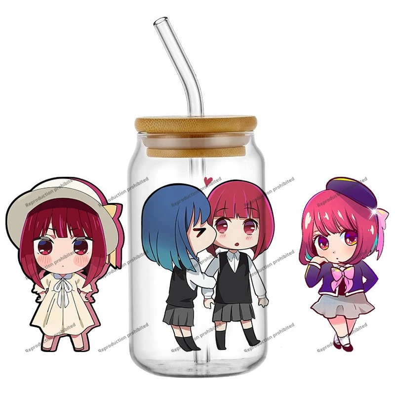 Фото Новый дизайн 3D-наклейки Kawaii Nekopara UV DTF для стаканов Libbey 16 унций, моющаяся DIY-наклейка для кружек, моющаяся переводная наклейка №2