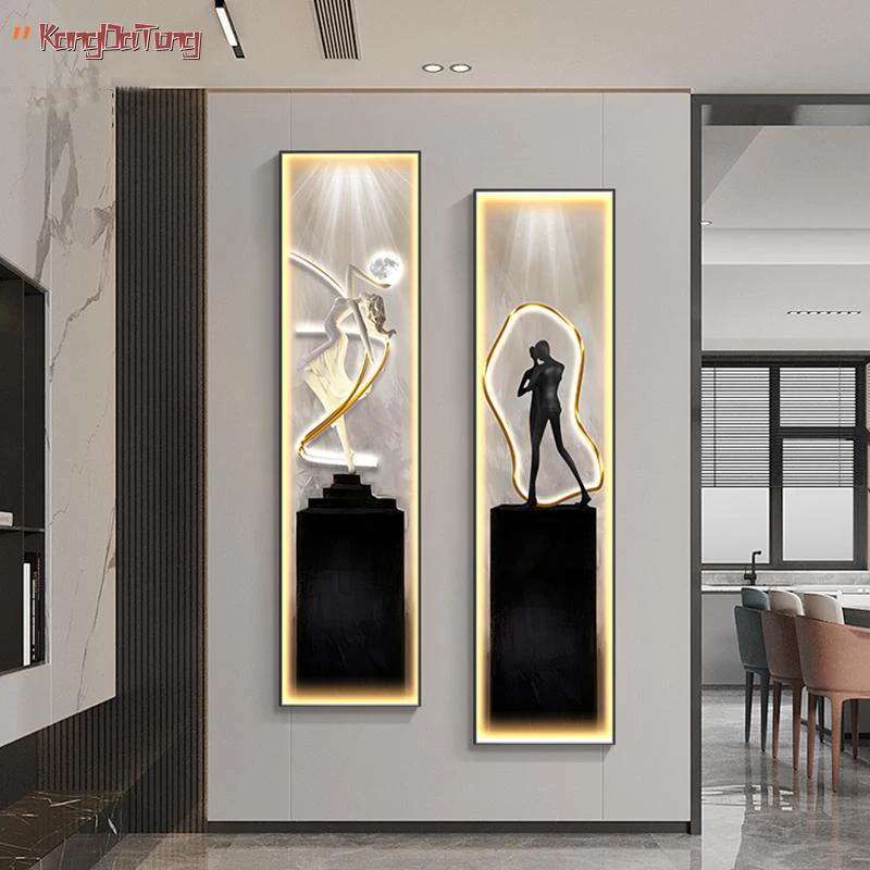 

Modern Abstract Sculpture Figure Led Interior Painting Wall Hanging Lamp For Porch Hallway Living Room Bedside Kitchen Decora