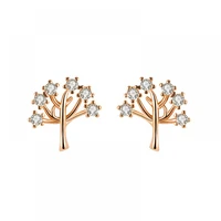 hoyon 18k white gold color s925 stamp tree of life cute stud earrings full diamond style gold small jewelry rose gold color gift