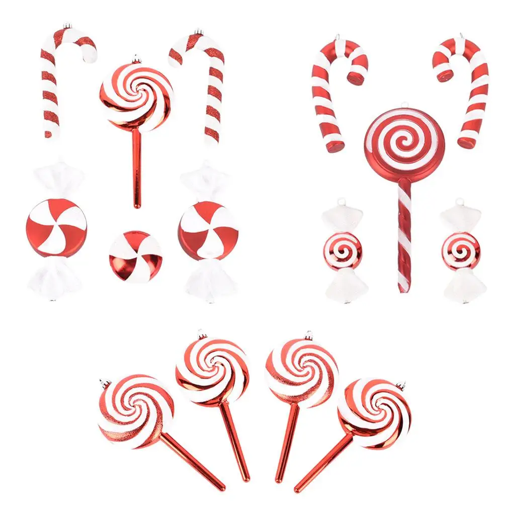 

Красный/белый леденец из ПВХ леденец Дерево Подвесные блестящие сладости Подвеска для праздника вечеринки сада дома Рождественский Декор