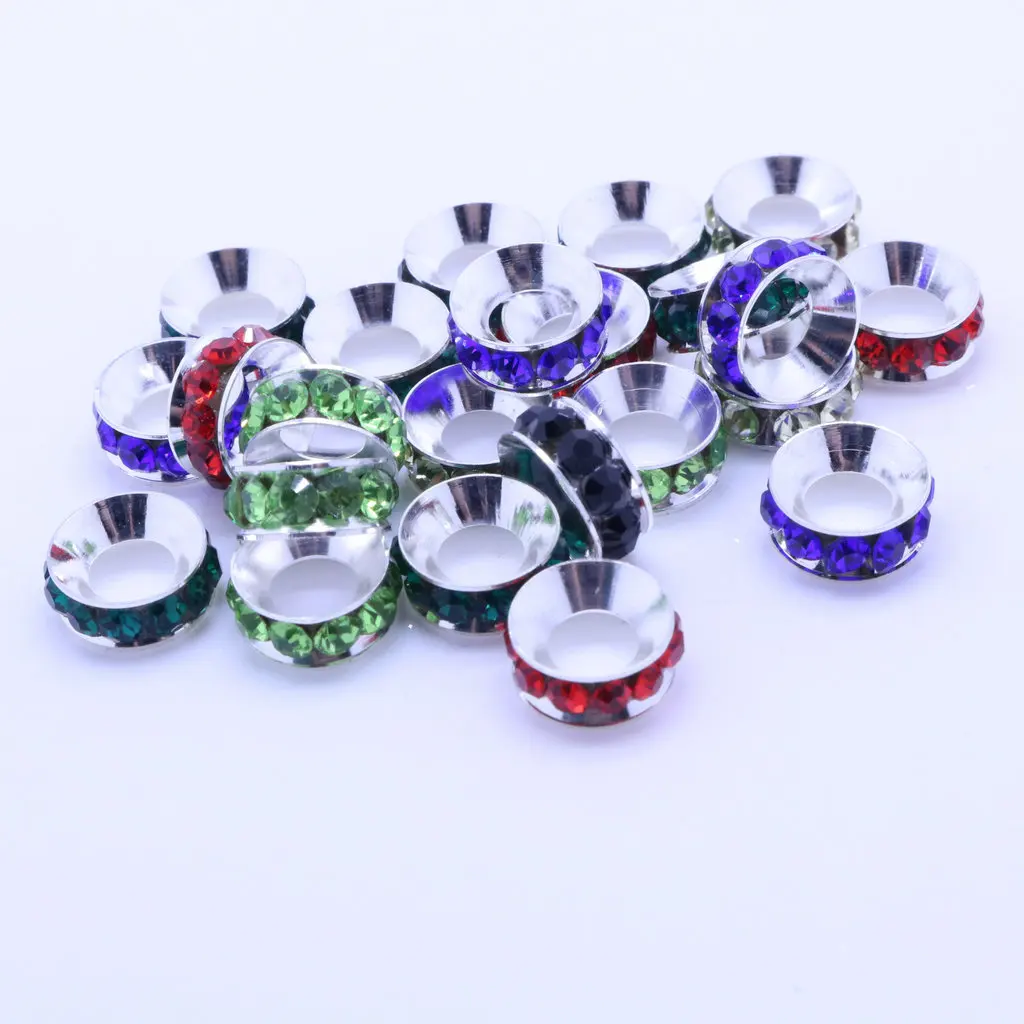

50pcs/lot Big Hole Beads Metal Circle Prong Setting Rhinestone 10mm Crystal Beads Fit For Handmade Bracelets DIY Jewelry