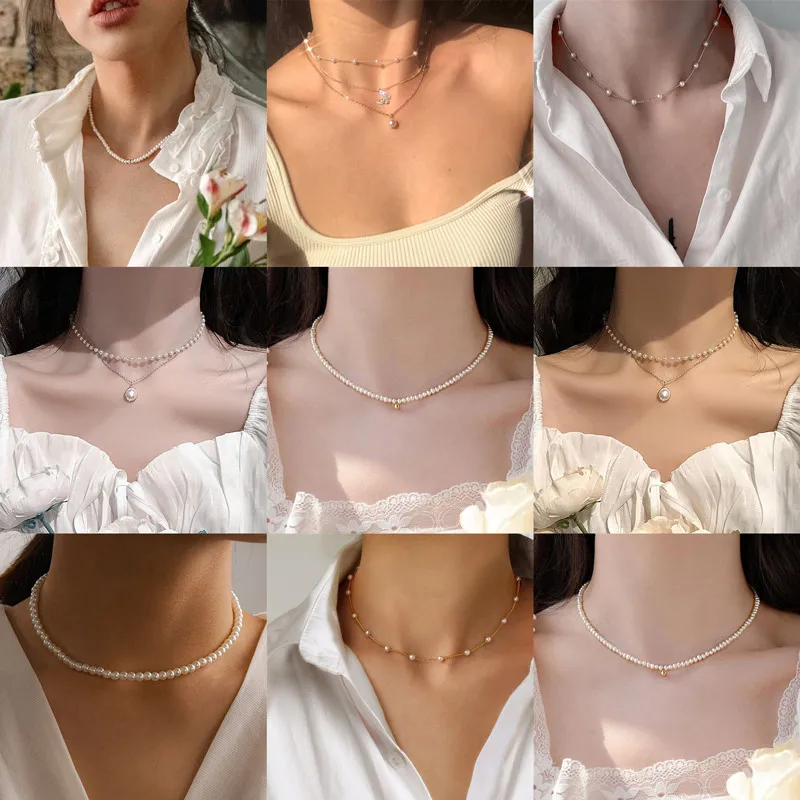 

KOTiK 2022 Trend Elegant Jewelry Wedding Big Pearl Necklace For Women Fashion White Imitation Pearl Choker Necklace