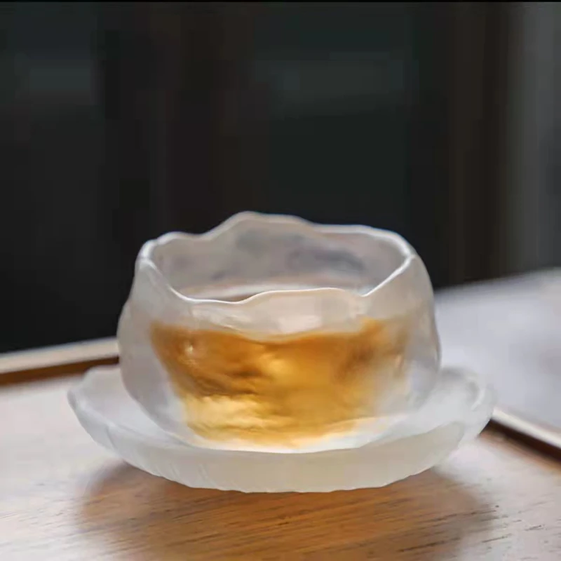 

Drinking Glasses Japanese Style Early Snow Glass Cups Household Tea Bowl Saucer Thickened Tea Small Cup Coffee japanese cup