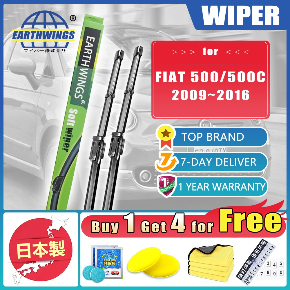 

For FIAT 500 500C 2009 2010 2011 2012 2013 2014 2015 2016 Front Wiper Blade Brushes Washer Windshield Windscreen Car Accessories