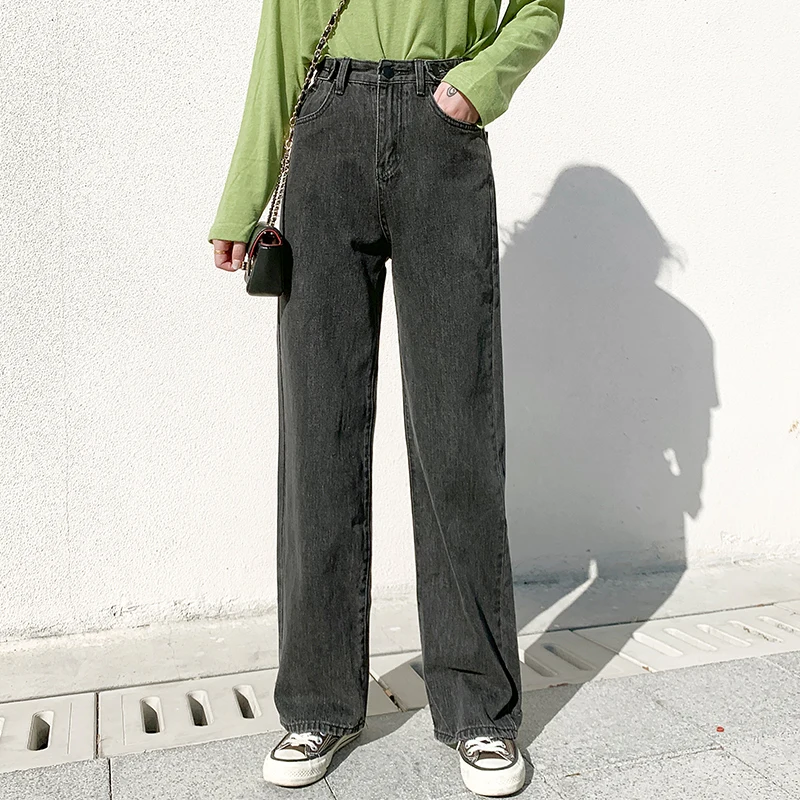 

High Waist Clothes Wide Leg Denim Clothing Women's Jeans Blue Streetwear Retro Quality 2020 Fashion Harajuku Straight Pants