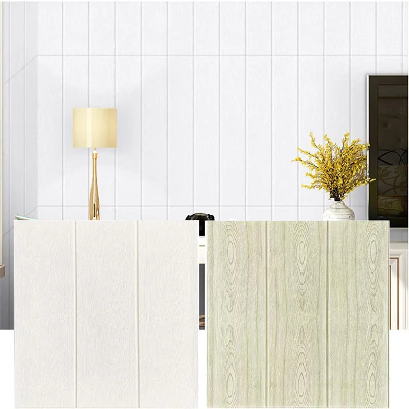 

3D Stereo Self-Adhesive Wall Stickers Waterproof Foam Wallpapers Decorative Ceiling Wood Grain Stickers Wall For Bedroom Decro