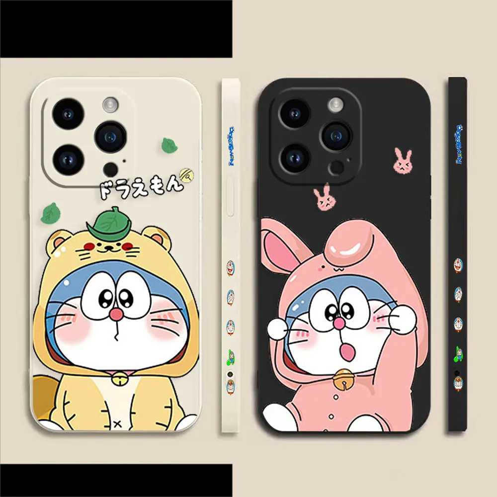 

Anime Cute D-Doraemon Cat Phone Case For Apple iPhone 14 13 12 11 Pro XS Max Mini X XR SE 7 8 6 6S Plus Colour Liquid Case Shell