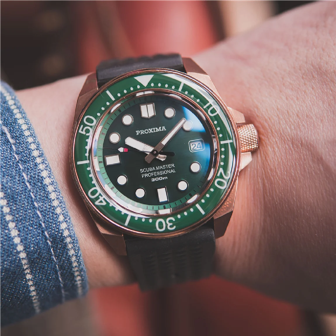 

Proxima Luxury Gift For Men Green Dial Men's Dive Bronze Cusn8 Watch AAA Sapphire 30Bar NH35 Automatic Mechanical Sports Watches