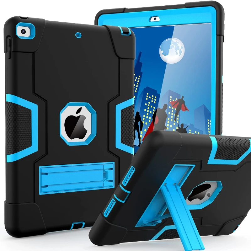

Heavy Armour Shockproof Silicone Cover Case for iPad 10.2 7 8 9th Gen 2019 2021 2020 A2198 A2200 Tablet Funda Stand Case for Kid