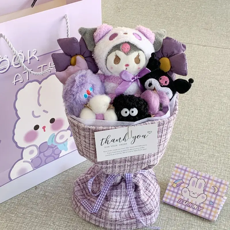 

Sanliou Jade Gui Dog Pacha Dog Kuromi Melody Hello Kitty Doll Flower Bundle Doll Flower Girlfriend Daughter Lover Valent gift