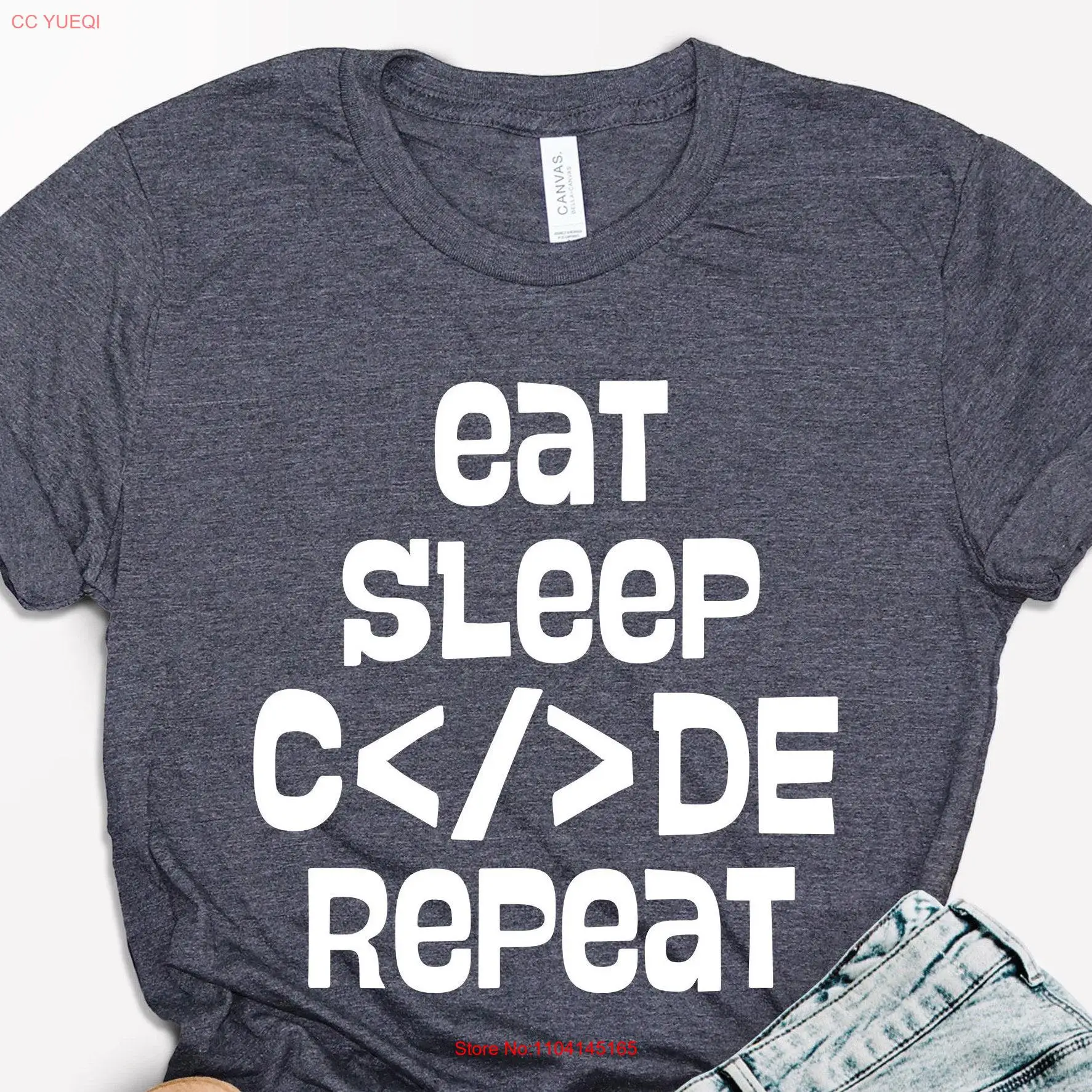 Футболка Eat Sleep Code Повторите футболку Программист Компьютерный учитель Кодер