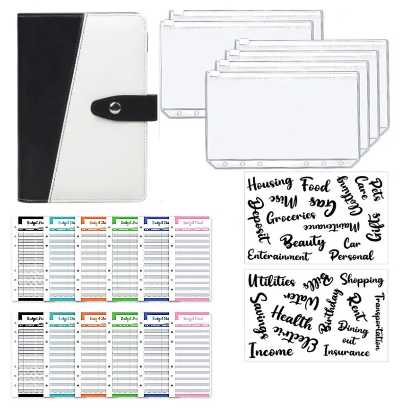 

A6 Binder Money Organizer for Cash 12Pcs Budget Binder Sheet with 6Pcs Cash Envelopes Bag and Buget Money Budgeting Saving