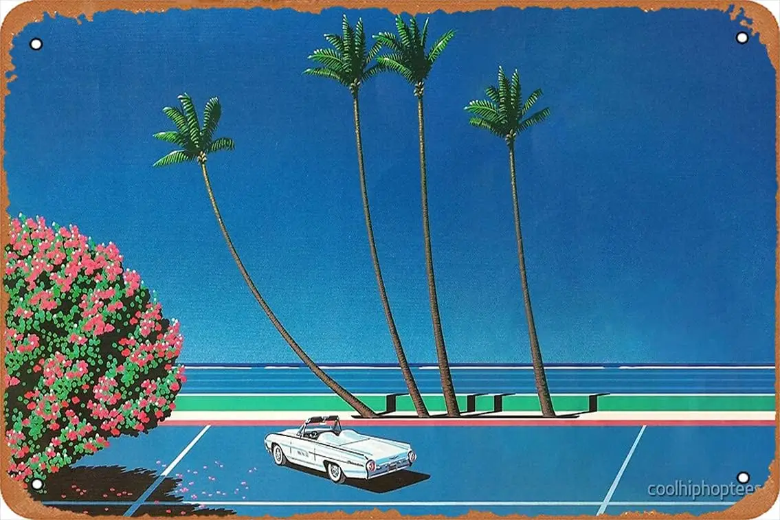 Хироши Нигай Художественный принт Плакат Vaporwave Рубашка Металлическая жестяная