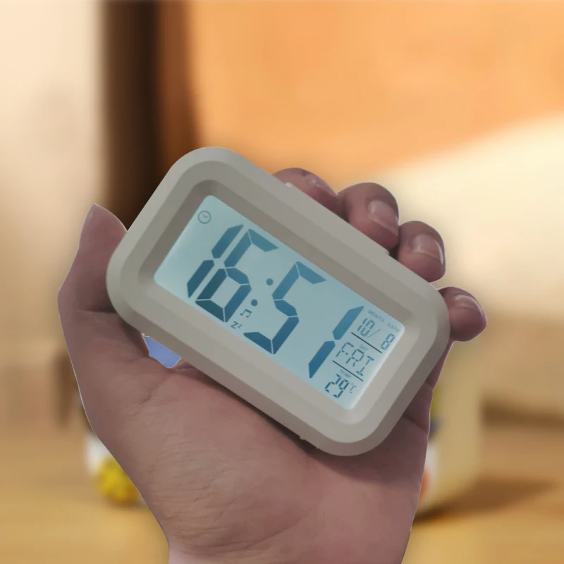 

Simple Small Alarm Clock Cute Children's Mini Alarm Clock Digital Alarm Clock with Thermometer Calendar Wake Up Light