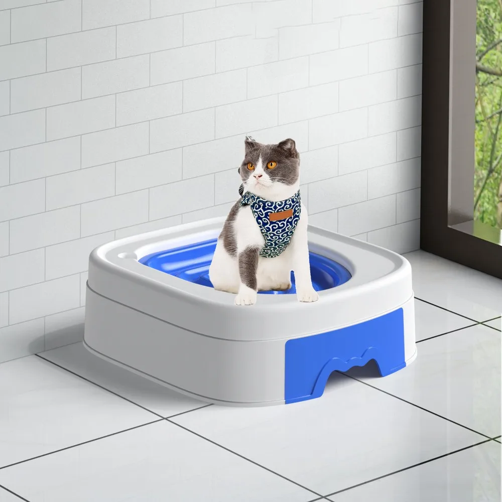 

Plastic Cat Toilet with Base Cat Litter Box with Base Removable Cat Toilet Training Kit Cats Toilet Trainer Indoor
