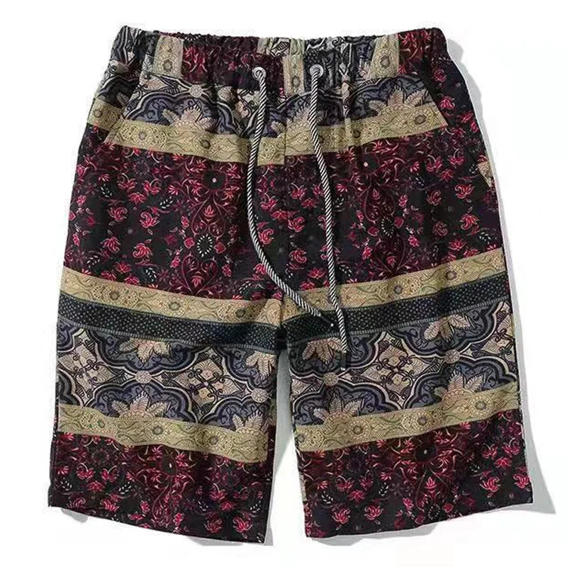 

Plus Size XL-9XL Summer Print Board Shorts Men Elastic Waist Cotton Linen Beach Shorts Summer 2022 Casual Oversize Sports Pants