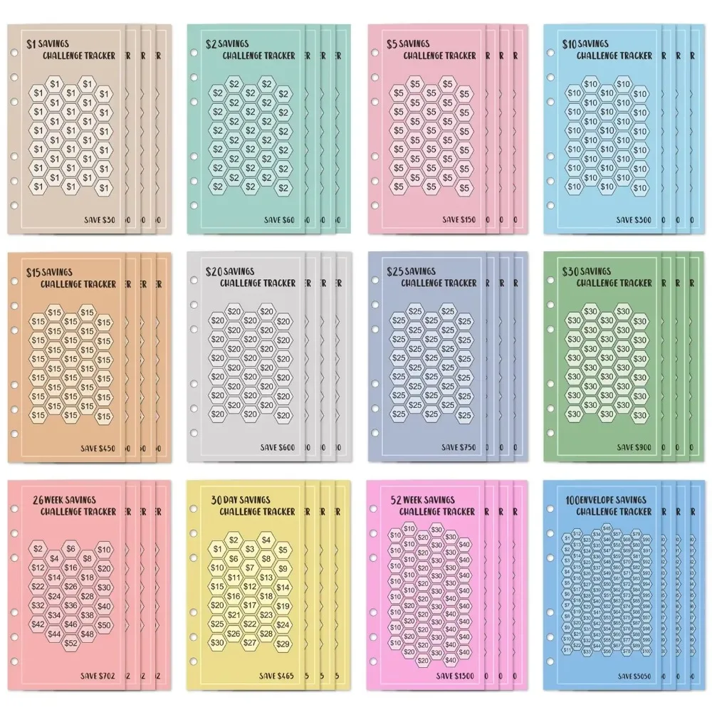 2025 A6 Экономия стоимости денег Карточка 52 недели задач Конверты Карточная бумага