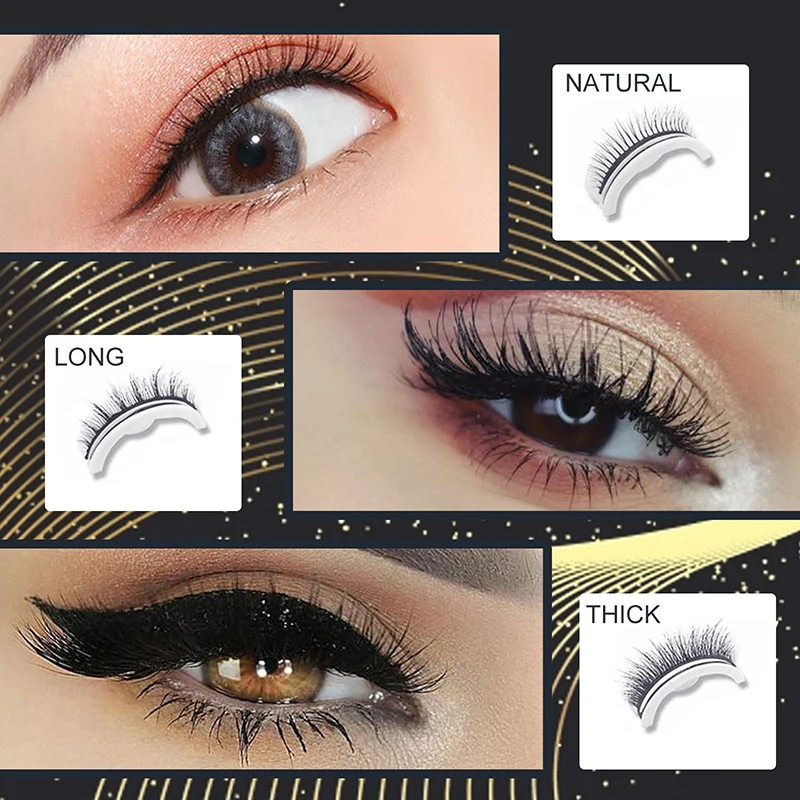 

1Pair New Self-adhesive False Eyelashes 3D Curly Fake Eyelashes