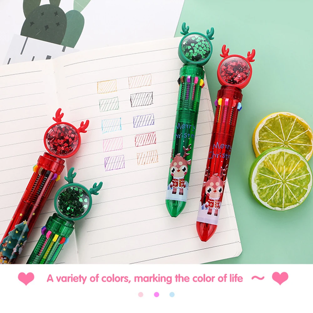 Мультяшная шариковая ручка 10 в 1 разноцветные ручки с блестящим декором для