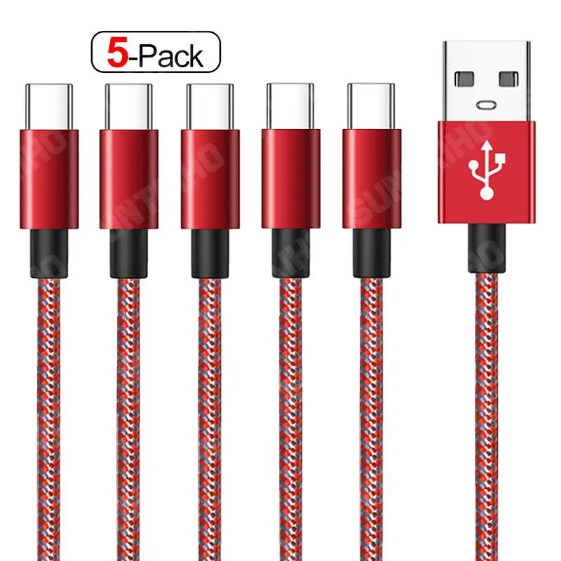 

5 Pack 3A Type C Cable For Samsung S20 S10 Plus Fast Charger Charging Cable For Huawei P40 P30Pro Xiaomi Mobile Phone USBC Cable
