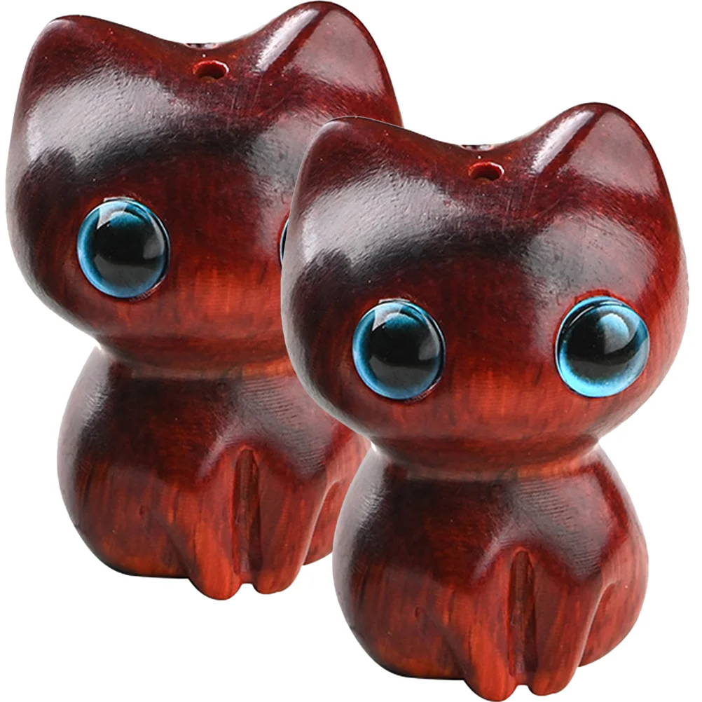 

Cat Kitten Pendant Figurine Statue Wooden Animal Figurines Decor Charms Wood Beads Miniature Key Pendants Keychain Figure Carved