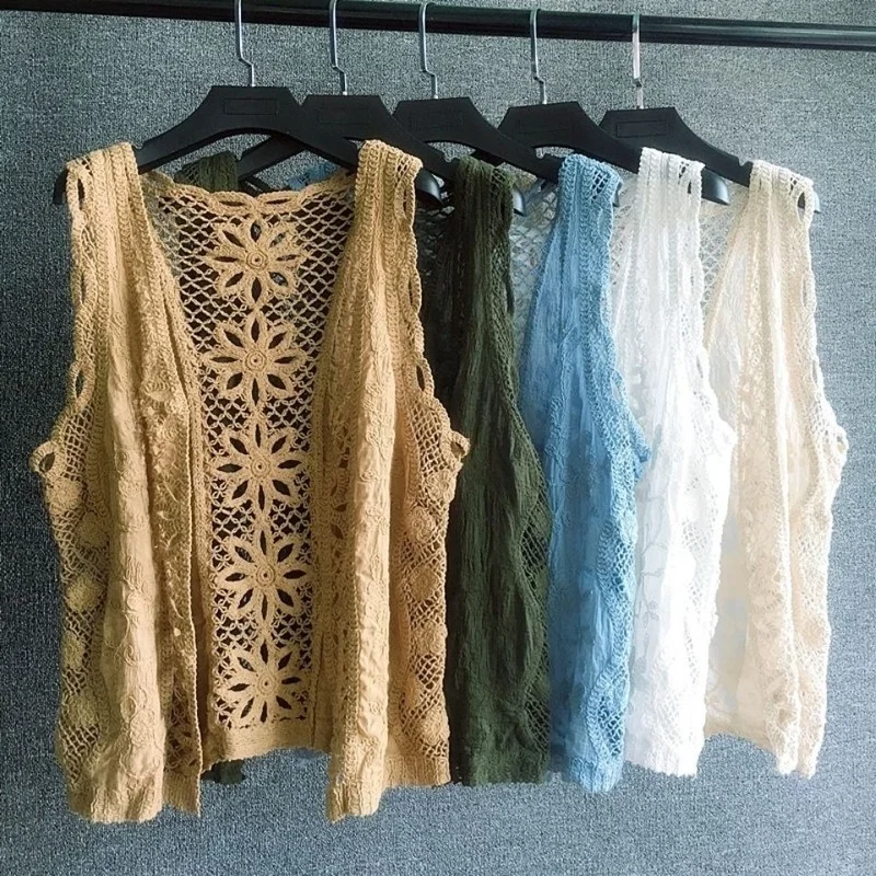 

Женская одежда, безрукавка без рукавов, однотонный короткий вязаный жилет, вязаный крючком кардиган, свитер, жилет для женщин X324