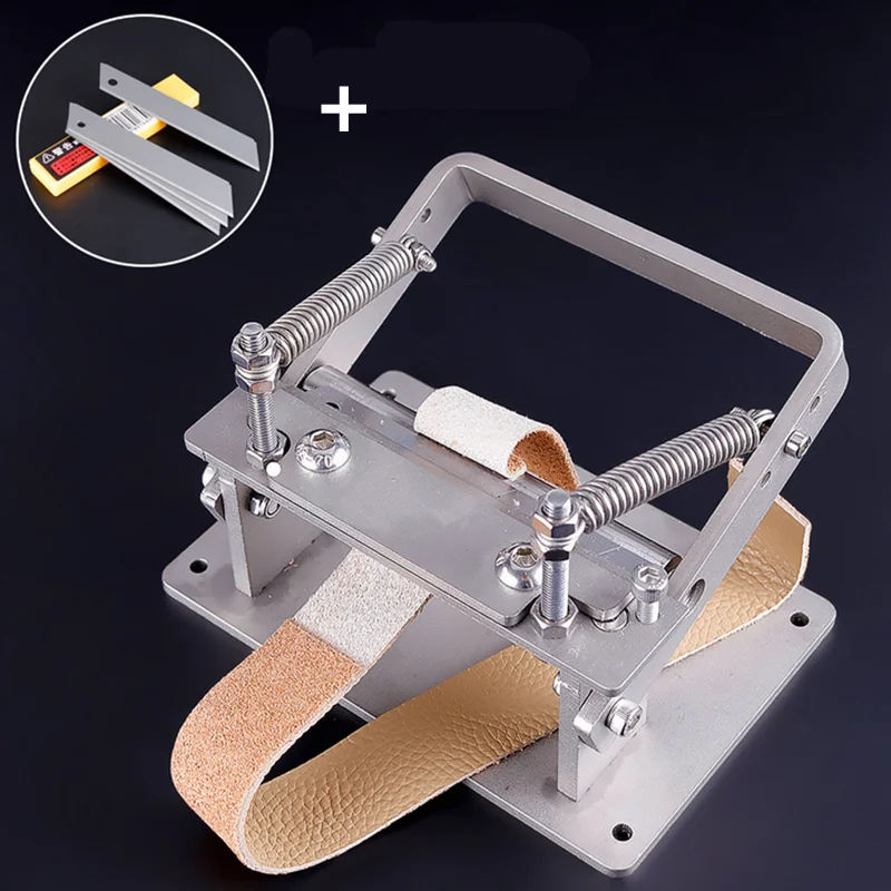 

304 Stainless Steel Craft Leather Splitter Machine DIY Manual Cutting Peeler Rolling Bearing Tools +10 Pcs Blade