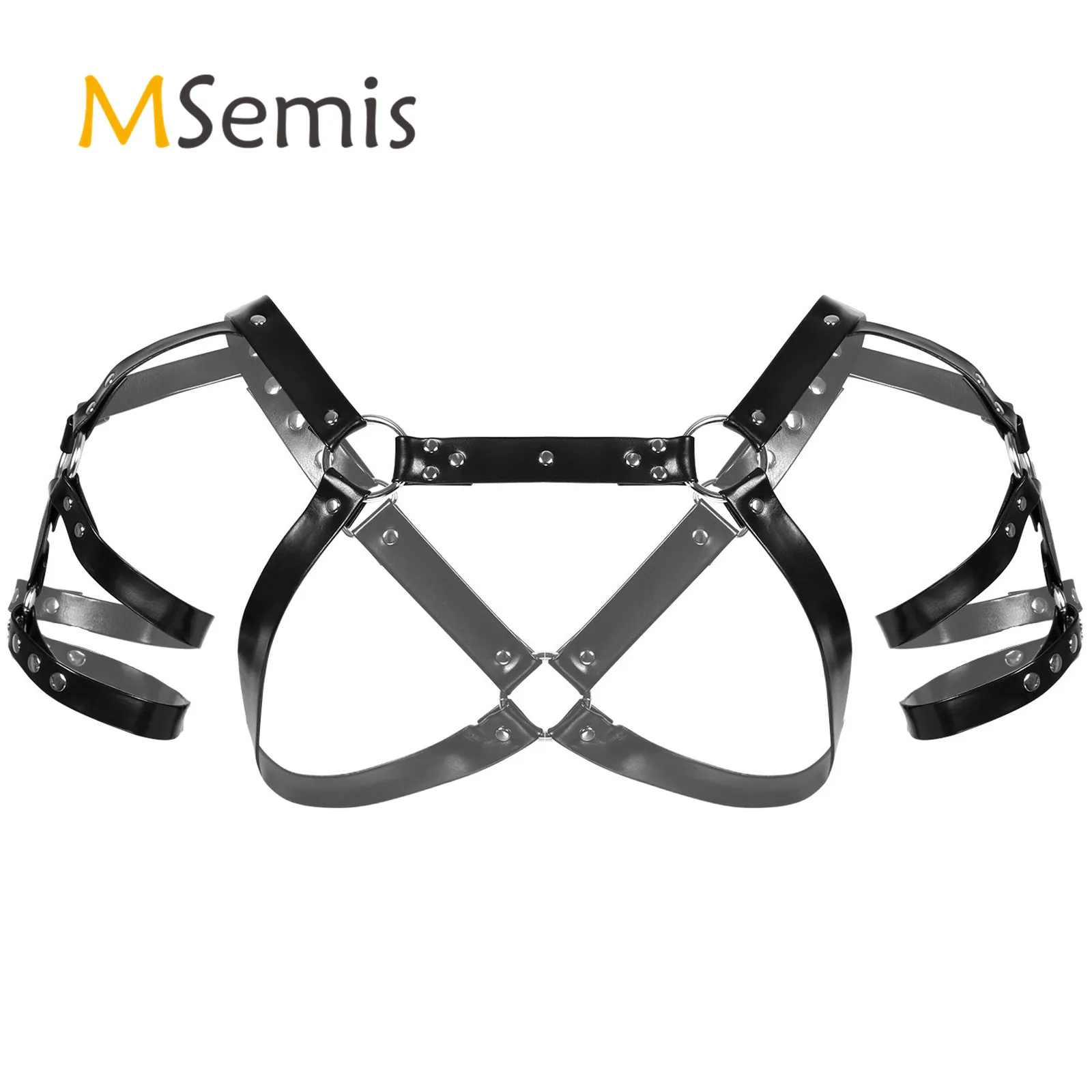 

Черный ремень-портупея, кожаный костюм, реквизит в европейском и американском стиле для взрослых мужчин, регулируемый ремень-ограничитель ...