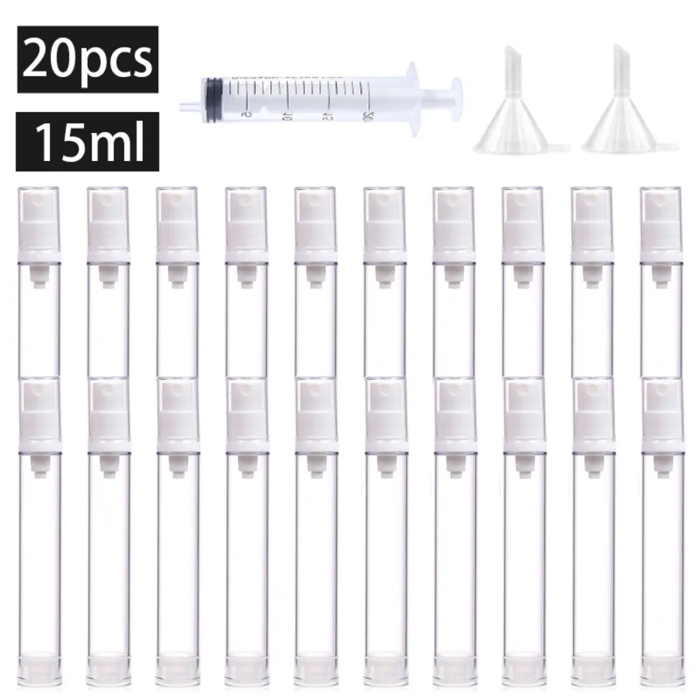 

20PCS 5/10/15ML Vacuum Plastic Empty Airless Spray Bottles Travel DIY Cosmetic Cream Pump Makeup Foundation Toiletries Container