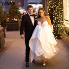 LORIE винтажные Свадебные платья с глубоким V-образным вырезом и открытыми плечами, женское платье с сердечком, пышная атласная юбка с оборками, платье для невесты