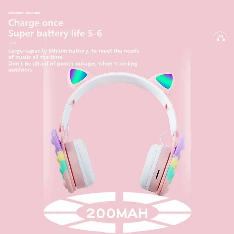 Новинка мультяшная Радужная декомпрессионная Беспроводная Bluetooth-гарнитура с