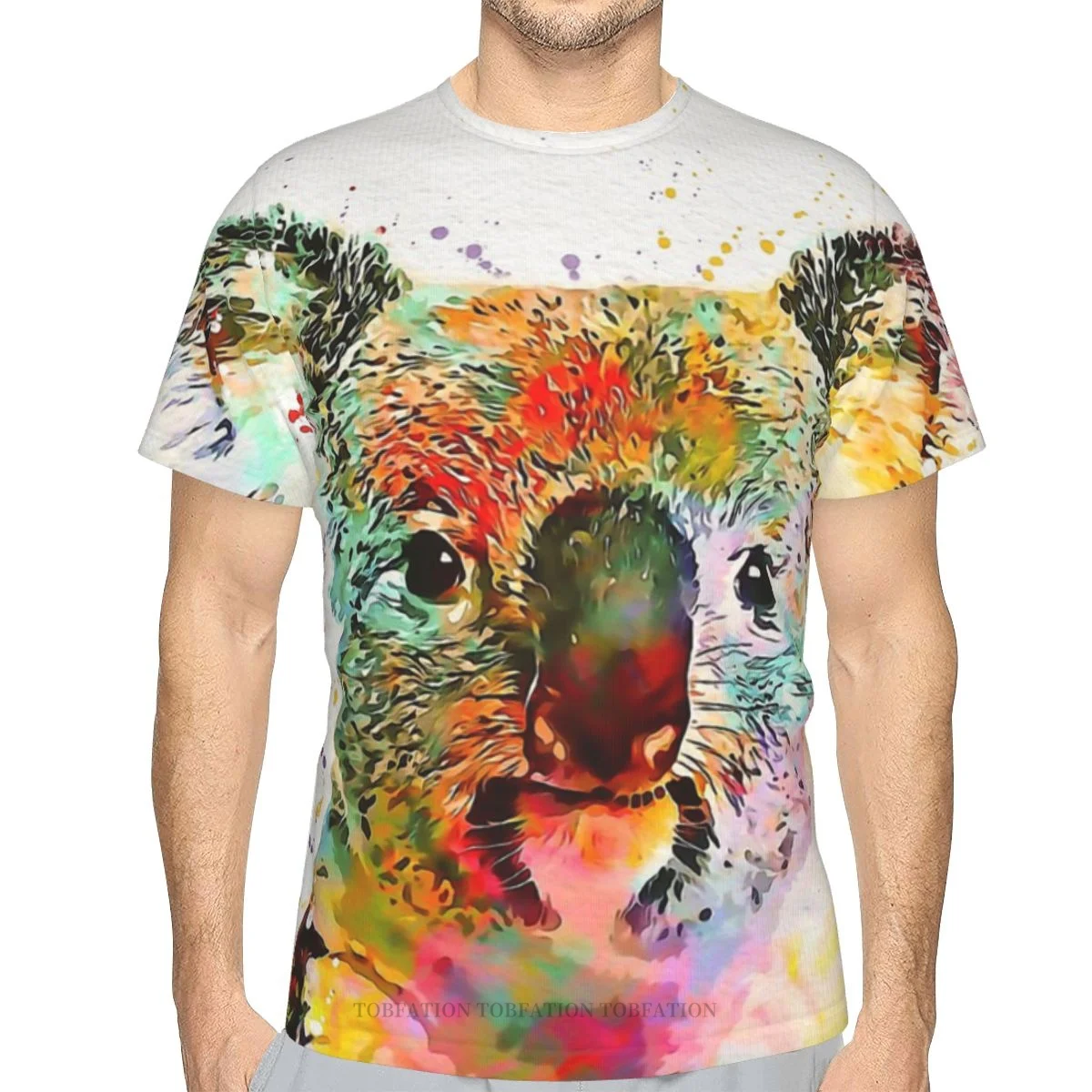 

Cute Animal Men's TShirts Baby Koala 3D Printed Oversized Retro Short-Sleeved Polyester Harajuku O-Neck Tops Streetwear