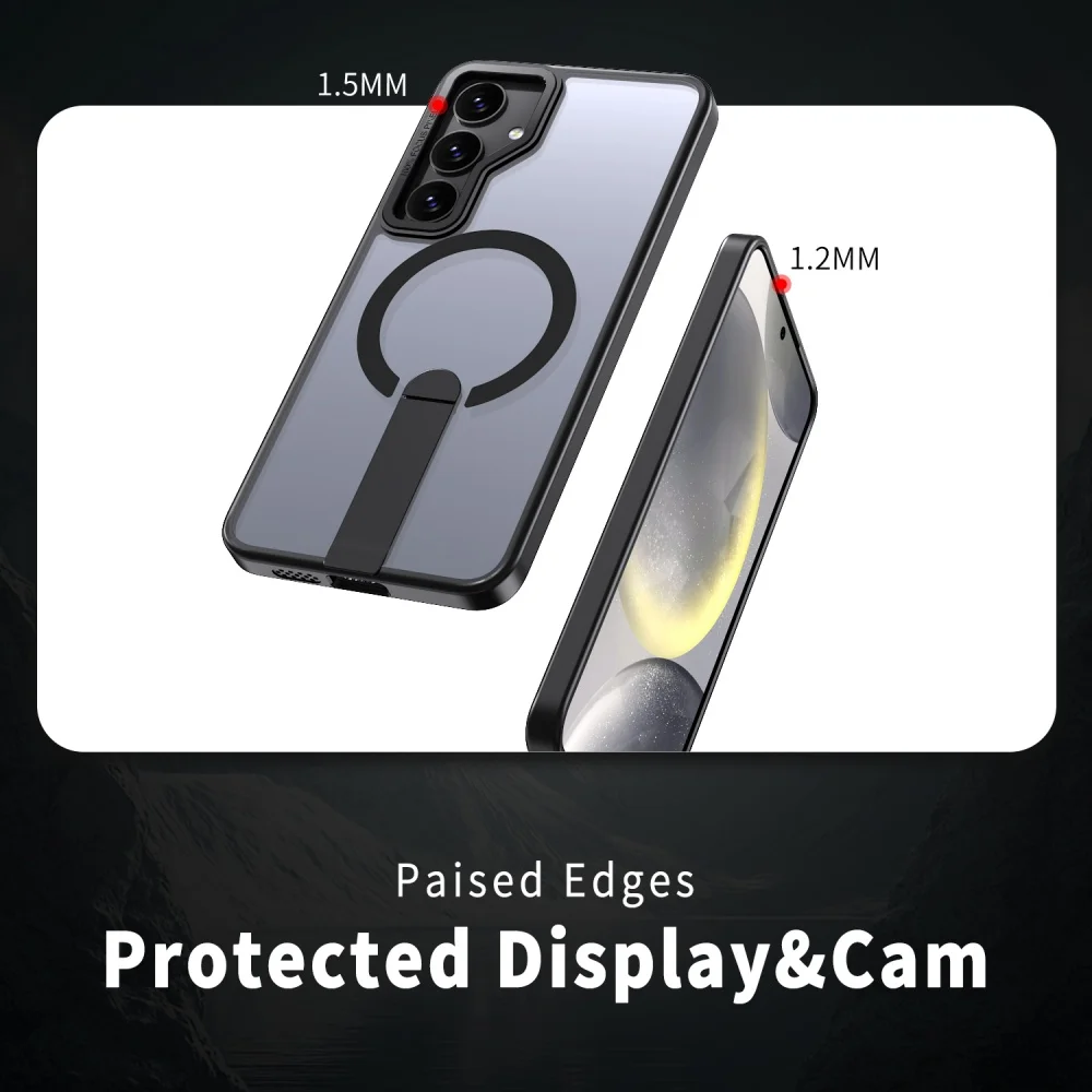 Фото Роскошный чехол-подставка для беспроводной магнитной зарядки Magsafe для Samsung S26 S25 S24 S23 Ultra Plus S24 FE Edge, прозрачный чехол-держатель №5